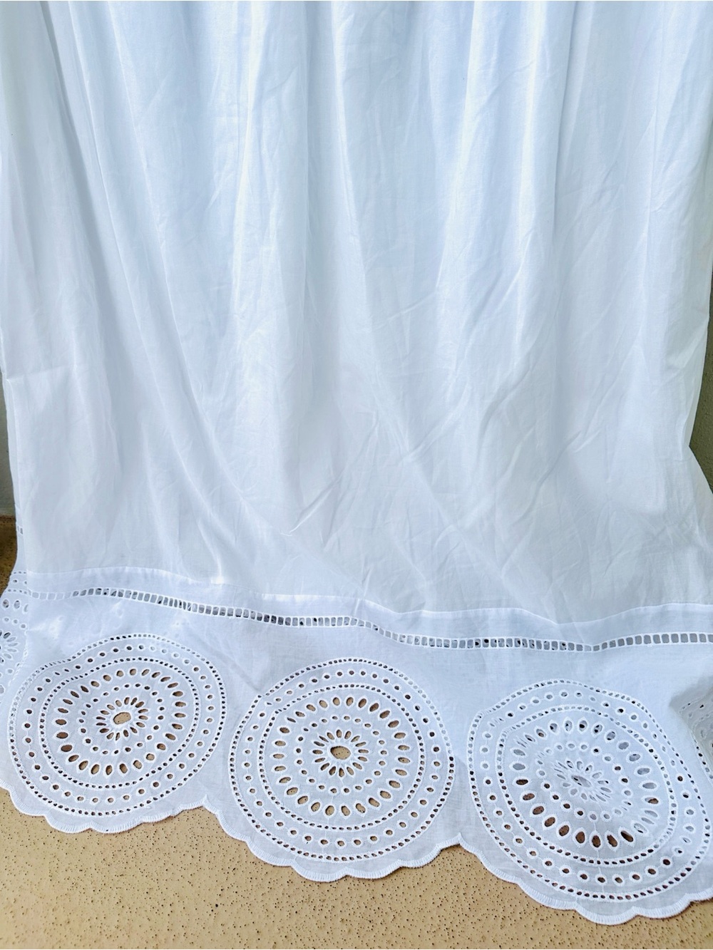 White Sleeveless Eyelet Hem Dress - Picture 6 of 6